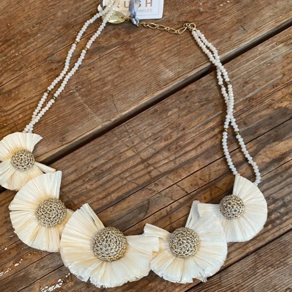 Anthropologie Rush  Raffia Bibb Necklace